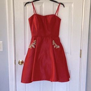 Blonde Nights strapless red party dress